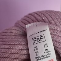 Блестяща розова блузка F&F 6-7 г. , снимка 3 - Детски пуловери и жилетки - 35485790