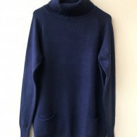 Тъмносин пуловер блузон, снимка 2 - Блузи с дълъг ръкав и пуловери - 30955520