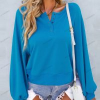 Свободна едноцветна дамска блуза с обло деколте, 2цвята - 023, снимка 10 - Блузи с дълъг ръкав и пуловери - 39477055
