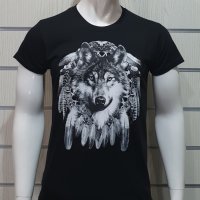Нова мъжка тениска с дигитален печат Вълк - Ловец за сънища, Вълци, снимка 1 - Тениски - 29887399