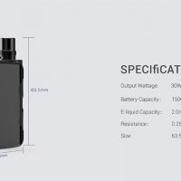 Vape Fusion 50W Black, eлектронна цигара 1500mah, снимка 5 - Електронни цигари - 37704458