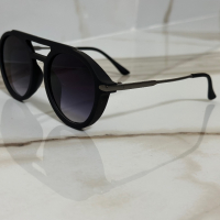 Слънчеви кръгли очила с черни матирани рамки, снимка 2 - Слънчеви и диоптрични очила - 44751061