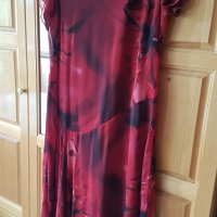 Яркочервена копринена рокля, снимка 2 - Рокли - 38779729