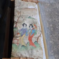 Стара китайска висяща картина върху коприна подпис, снимка 2 - Антикварни и старинни предмети - 39121391