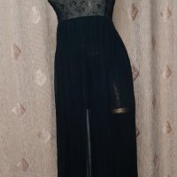 Atmosphere S Черна дълга рокля от дантелена и ефирен тюл, снимка 8 - Рокли - 40127447