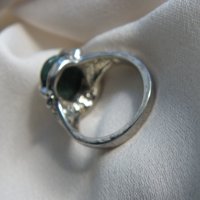 Сребърен пръстен с трансваалски жад, снимка 3 - Пръстени - 42755353
