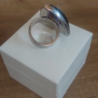Сребърен пръстен с голям триъгълен черен камък внос от Дубай, снимка 11 - Пръстени - 38757821