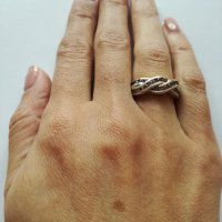 Сребърен пръстен с циркони - 925 сребро, снимка 1 - Пръстени - 30723587