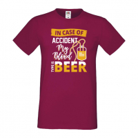 Мъжка тениска In Case Of Accident My Blood Type Is Beer,Бира,Бирфест,Beerfest,Подарък,Изненада,Рожде, снимка 11 - Тениски - 36378219