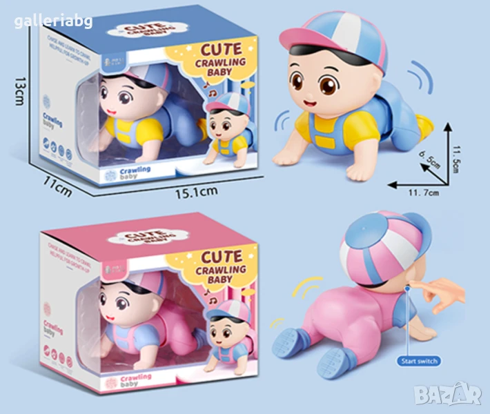Интерактивна пълзяща бебе играчка със звук и светлини – два цвята, снимка 1