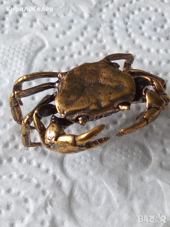 Бронзова фигурка на рак малка 52516, снимка 1