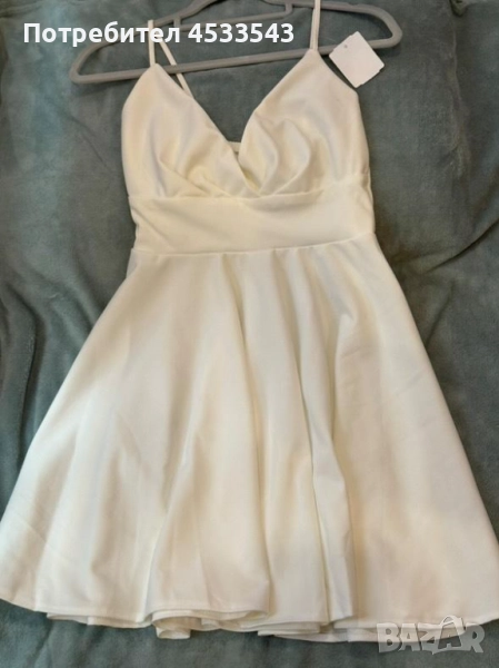 Бяла рокля с тънки презрамки, снимка 1