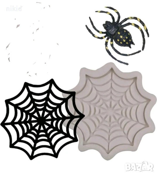 Паяжина Хелоуин Halloween Спайдърмен силиконов молд форма фондан шоколад декор, снимка 1