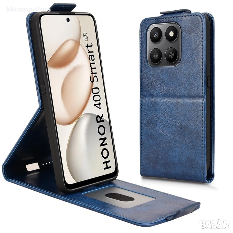Кожен флип калъф за Honor X7d / 400 Smart- Стенд и Холдер за Карти, вкл. Протектор, 4 Цвята, снимка 1