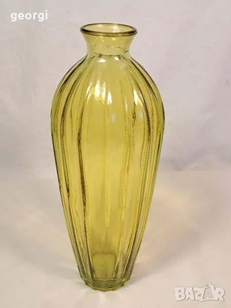 Винтидж стъклена ваза жълто стъкло 23/4, снимка 1