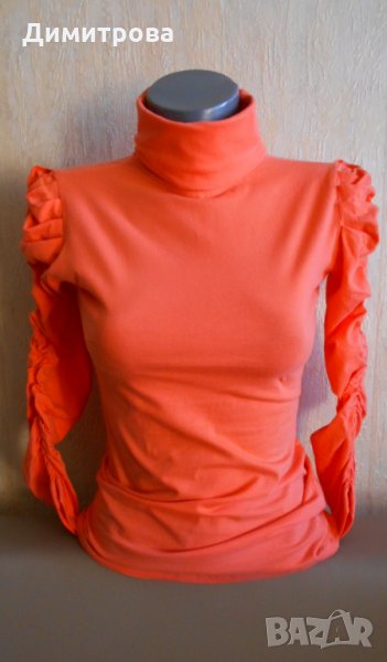 Ефектна блузка в коралов цвят, снимка 1