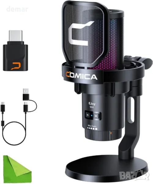 comica Uni Pro D безжичен USB микрофон за компютър и смартфон, RGB, снимка 1