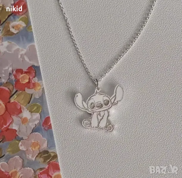 Стич stitch висулка колие синджир гердан детски дамски сребристо, снимка 1