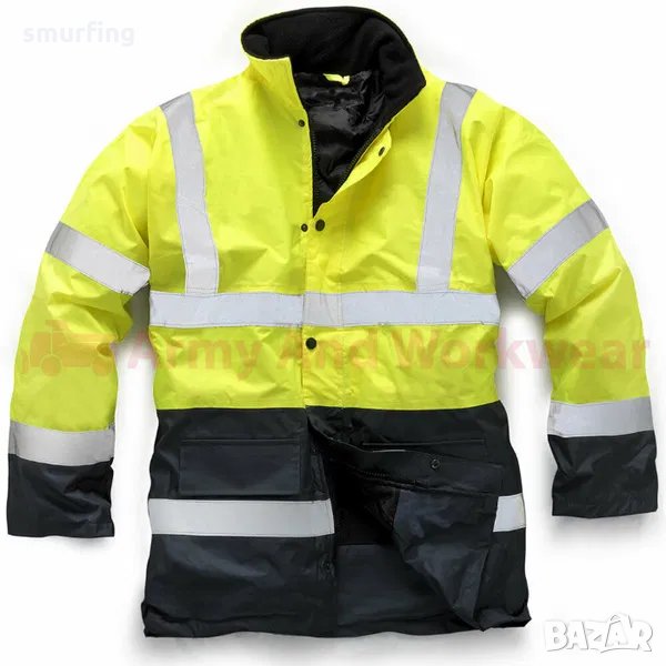  Зимно светлоотразително яке с качулка, работно яке, жълто яке , снимка 1