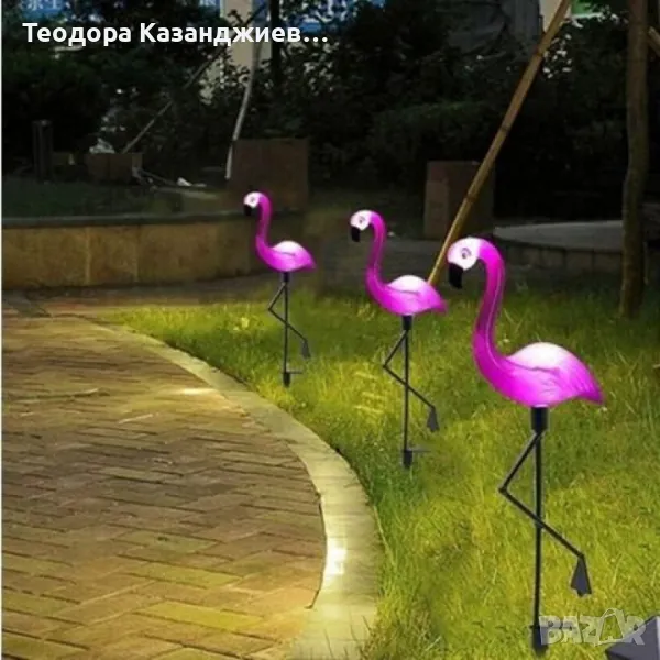 Декоративна соларна лампа във формата на фламинго, снимка 1