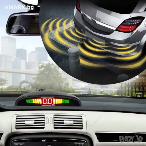 Парктроник с 4 сензора и черен или сребърен цвят на сензорите, снимка 1