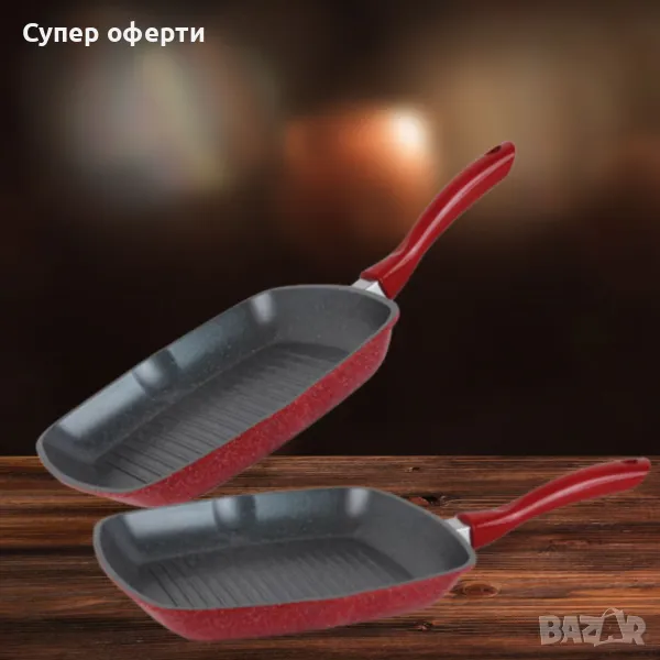 Тиган , Мраморно покритие, индукция, Червен, снимка 1