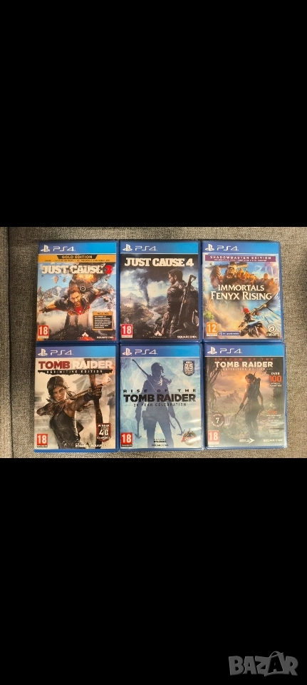 Just Cause 3 & 4, Immortals Rising Fenyx, Tomb Raider Trilogy - PS4 / PS5, снимка 1