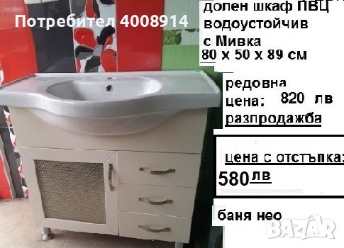 шкаф мебел за баня ПВЦ водоустойчив Нео, снимка 1