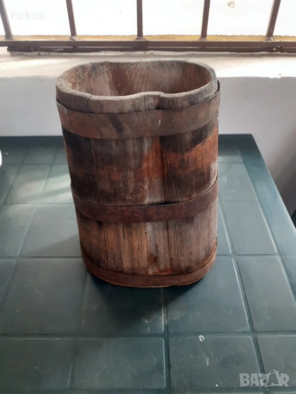 Стар дървен съд примитив бъкел бъклица ведро, снимка 1