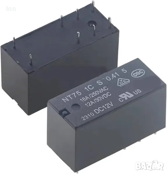 Реле NT75 12V, 16A/250V~ с два превключващи контакта, снимка 1