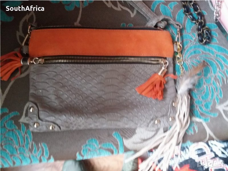 Чанта в сиво и оранжево, снимка 1