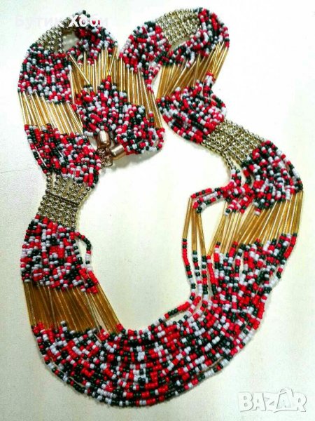 Африкански етно - гердан от стъклени мъниста , снимка 1