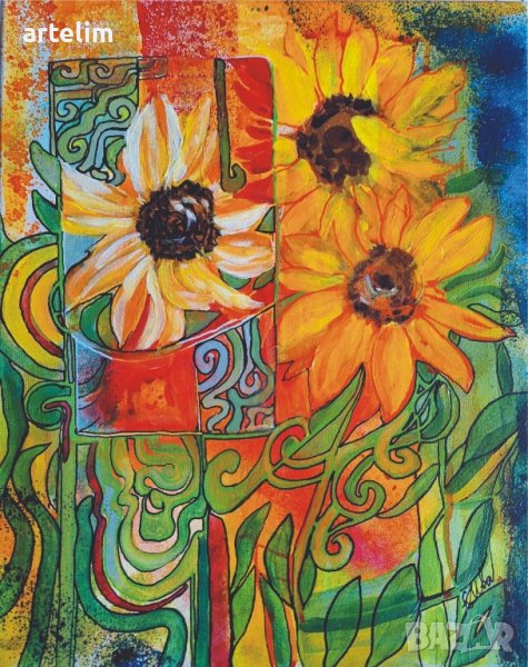 Авторска Картина "Слънчогледи ", снимка 1
