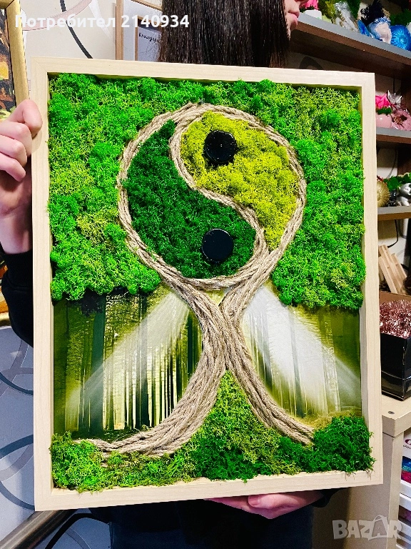 Голяма жива картина от скандинавски мъх, снимка 1
