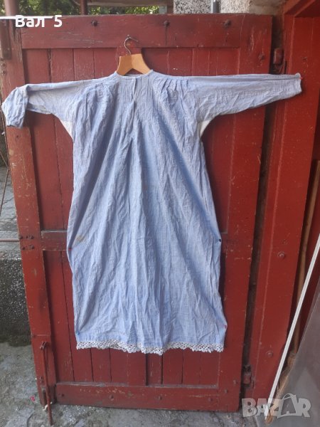 Автентична кенарена синя риза с дантела, снимка 1