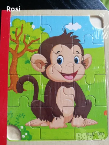 Три броя детски дървени пъзели, снимка 1