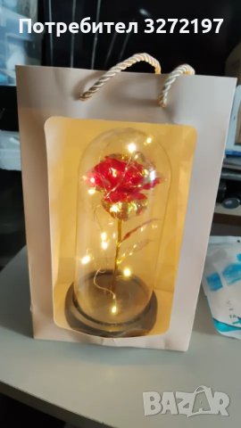 LED лампа , ЧЕРВЕНА ВЕЧНА РОЗА, снимка 4 - Настолни лампи - 42866009