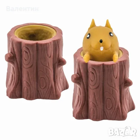 Анти - стрес играчка - дърво с катерица - 6,5 см.