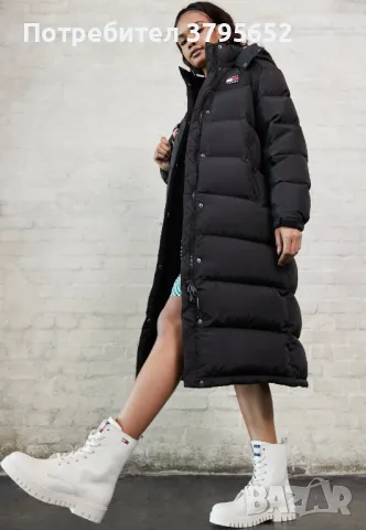 Дамско черно яке tommy jeans puffer L, снимка 5 - Якета - 47752946
