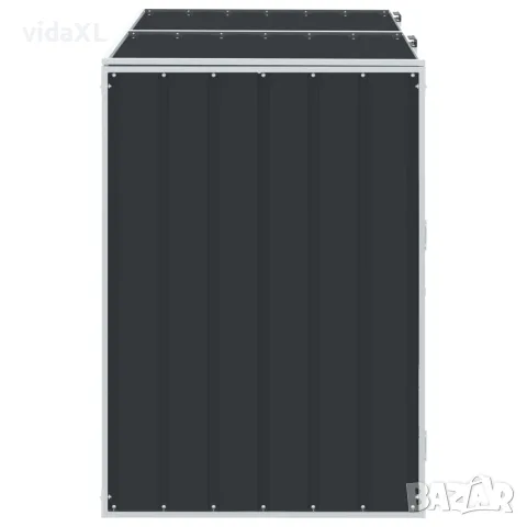 vidaXL Навес за 2 коша на колела, aнтрацит, 144x81x113 см, стомана, снимка 6 - Кошове за боклук и контейнери - 56147459