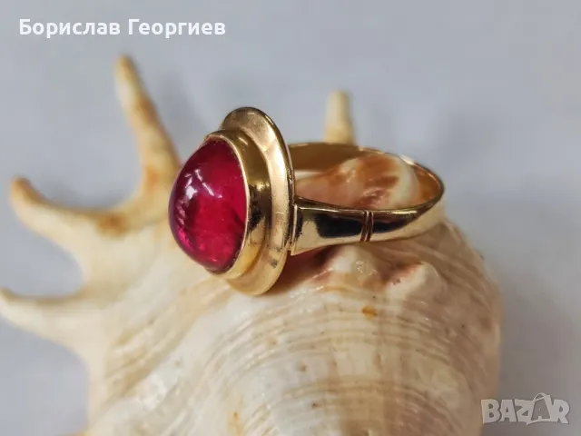 Златен пръстен 14 С 585 с рубин, снимка 4 - Пръстени - 49906036