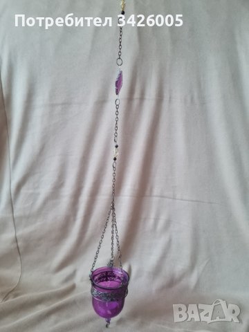 Продавам висящ стъклен свещник, снимка 3 - Антикварни и старинни предмети - 42473503