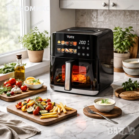 Фритюрник Air Fryer Oliver Voltz OV51980CE, 1200W, кошница 4 л., LED дисплей, снимка 2 - Фритюрници - 54080389
