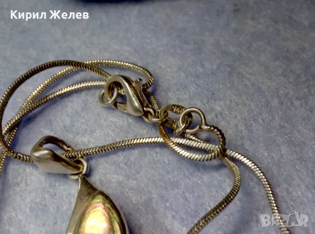 НЕЖНО СРЕБЪРНО ЛАНЧЕ КОЛИЕ със СРЕБЪРЕН ПЕНДАНТ СРЕБРО 925 с КРАСИВ КРАЛСКИ СЕДЕФ 49759, снимка 7 - Колиета, медальони, синджири - 50191643