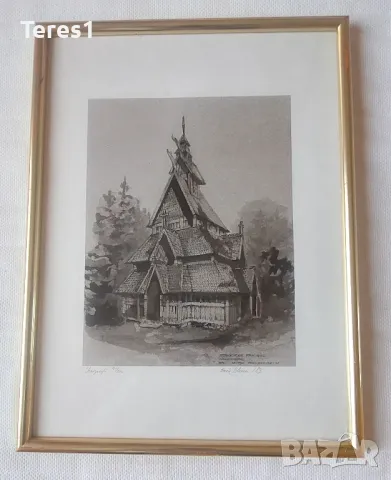 Литография или рисувано с молив, Норвегия.