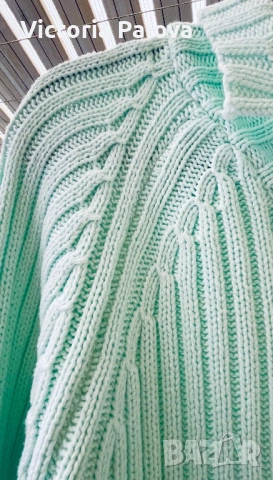 Плетена блуза тюркоазен цвят ANN LLEWELLYN ESQ, снимка 11 - Блузи с дълъг ръкав и пуловери - 53307902