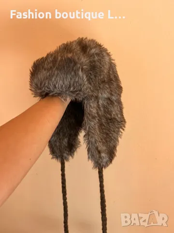 Голяма пухена зимна шапка в кафявата гама 🤎, снимка 2 - Шапки - 47929832