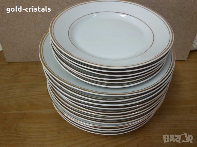 Стар български порцелан с златен кант чинии, снимка 8 - Антикварни и старинни предмети - 29216734