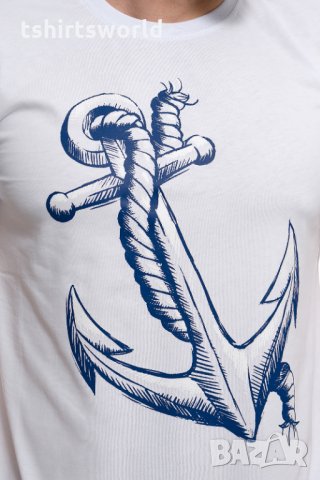 Нова мъжка тениска с трансферен печат Голяма котва, морска, снимка 12 - Тениски - 28166788
