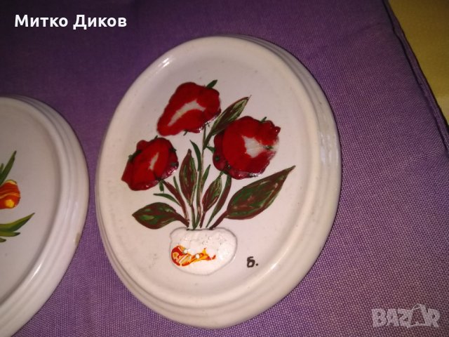 Керамични пана 3 броя от 1989г на Съюза на Бълг Художници-ръчно изработени 136х115мм, снимка 4 - Пана - 34537370